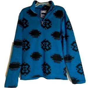 Urban Pipeline Blue Aztec Graphic Print Half Zip Pullover Sweater, Men’s Size M.